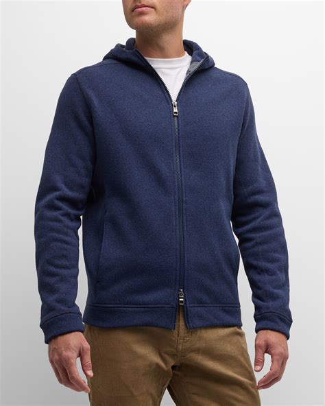 Peter Millar Men's Essex Quilted Full-Zip Hoodie | Neiman Marcus