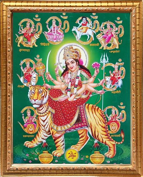Art Durga Maa-Ambe-Sherawali-Nav Durga Maa Photo frame | Zari Shining ...