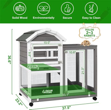 Buy Gowoodhut Rabbit Hutch Two Story Outdoor Bunny Hutch Removable ...