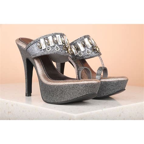 Buy Inc.5 Embellished Sequined Grey Stiletto Heels Online