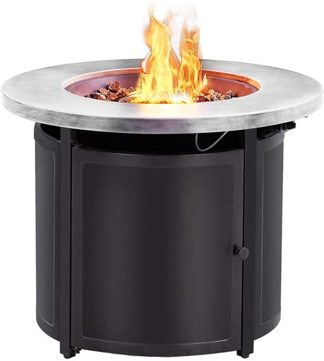 Lausaint Buy Round Outdoor Gas Fire Pit Table - 32 inch at Ubuy India