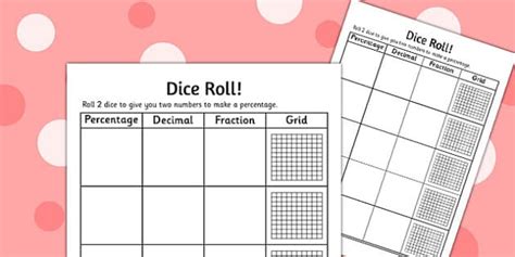 Equivalent Fraction Dice Roll Worksheet / Worksheet