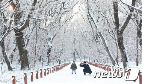 韩国普降大雪 民众享受雪的乐趣（组图）