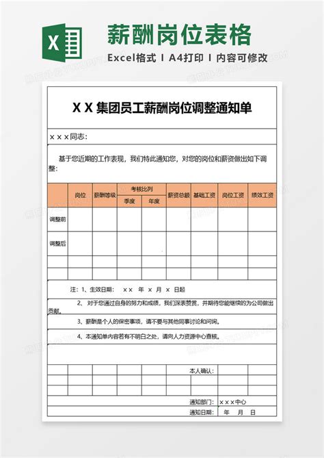 员工薪酬岗位调整通知单模板下载_薪酬_图客巴巴