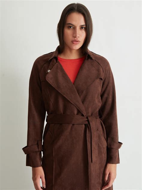 Brown Suede Trench Coat