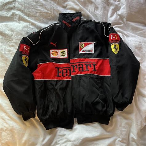 Ferrari Embroidered F1 Racing Jacket Size L - New and Oversized