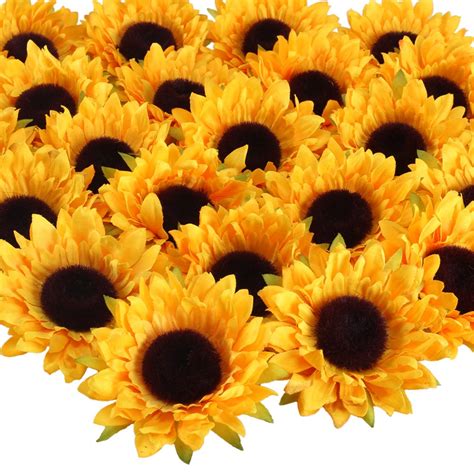 Buy VGIA 24pcs Artificial Sunflower Heads Silk Flower Faux Floral ...