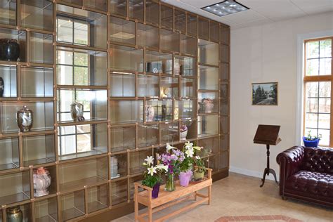 Glass Front Cremation Niche in Crematory Chapel Building