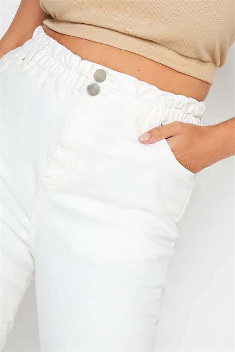 Plus Size White Stretch Elasticated Waist MOM Jeans | Yours Clothing