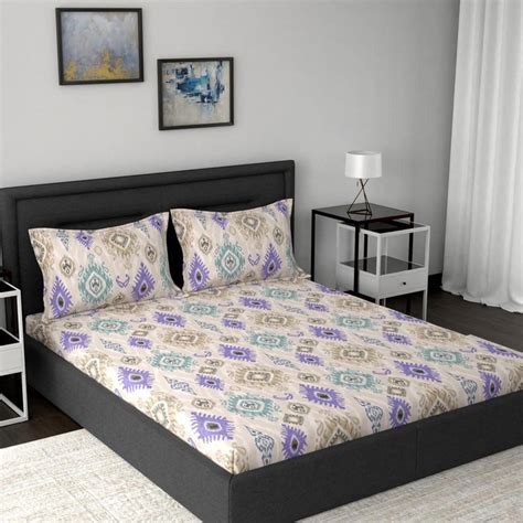 Buy MASPAR Tranquility Printed 3-Piece King Bedsheet Set - 2.75 x 2.75m ...