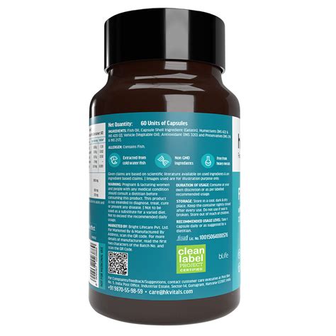 Buy HK Vitals Fish Oil 1000 mg, 60 Capsules | 1000mg Omega 3 with 180mg ...
