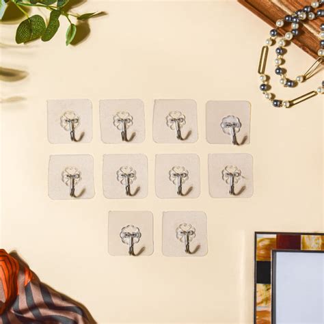 Transparent Hooks - Set of 10 Online - Premium Wall Hook | Nestasia