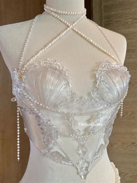 Transparent Shell Girl Resin Mermaid Corset Bra Top Cosplay Costume Pa