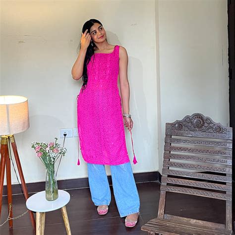 Magenta Side Tassel Long Chikankari Kurti: Elegant Ethnic Wear from ...