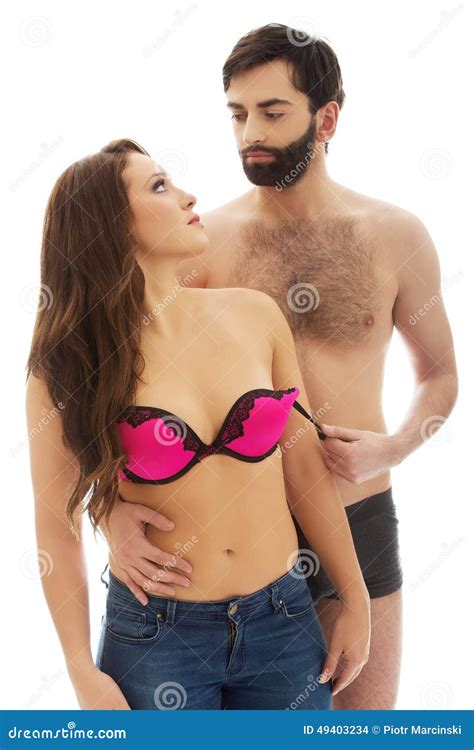 Men Taking Off Woman S Bra. Stock Photo - Image of female, desire: 49403234