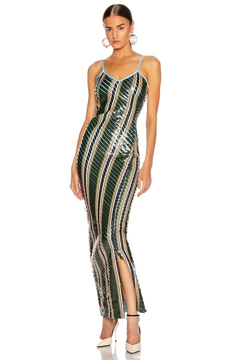 Y/Project Striped Bodycon Dress in Green Stripe | FWRD