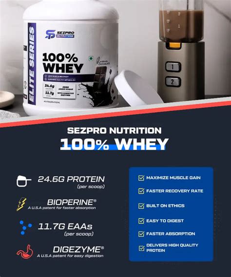 Sezpro Nutrition 100% Whey Protein Powder - 2kg