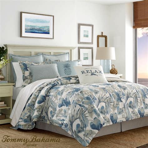 Raw Coast Blue Tropical Comforter Bedding by Tommy Bahama