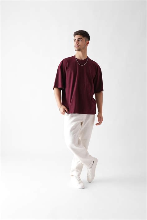 Buy Merlot Wine Oversized T-Shirt for Men | Premium Quality | Unbound Crew