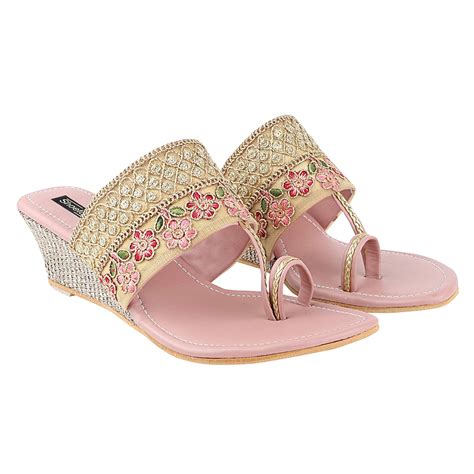 Buy Shoetopia Women's & Girl's Pink Woven Design Wedges Heels at Amazon.in