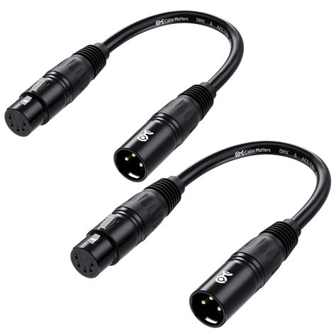 Cable Matters 2-Pack 3 Pin to 5 Pin DMX Lighting Cable, Male to Female ...