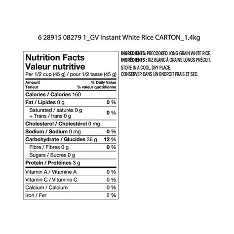 White Rice Nutrition Facts Cooked at Alicia Barrenger blog