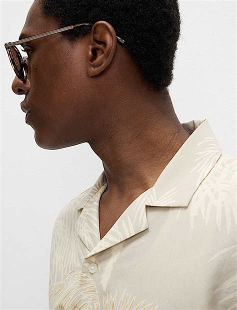Buy Cotton Blend Palm Print Shirt at Marks & Spencer