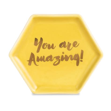 Chumbak Self Care Porcelain Trinket Storage Tray for Girls (Yellow ...