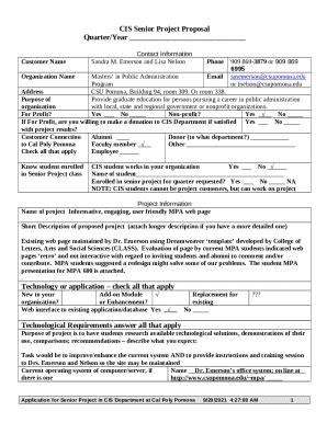 CIS Senior Project Proposal Doc Template | pdfFiller