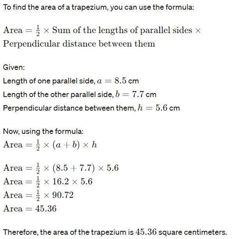 The length of parallel sides of a trapezium are 8.5 and 7.7 . Of the ...