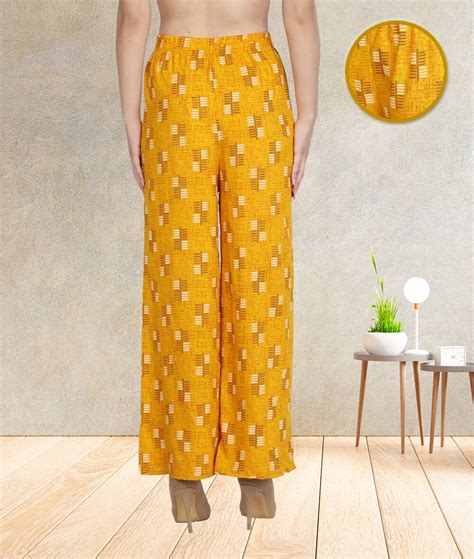 Women Rayon Printed Free Size Palazzo (Mustard Yellow) – Fabclub