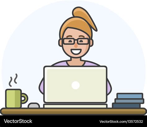 Woman Working On Computer Cartoon 的图像结果
