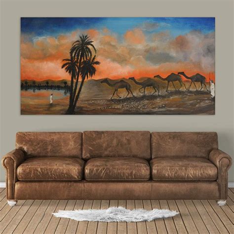 Inephos Cotton and Wood A Tangerine Evening Landscape Framed Painting ...