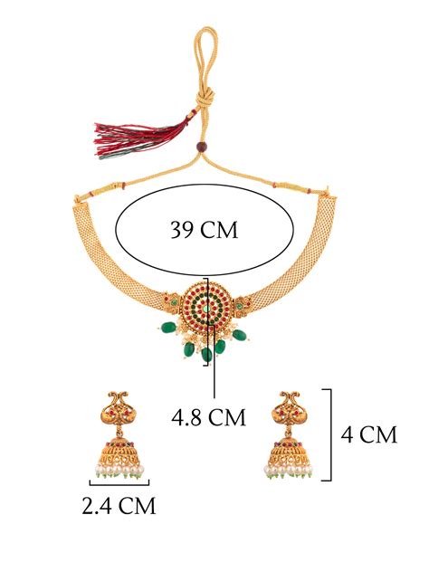 Buy Temple Jewellery Set: Gold Toned Choker & Earrings – YellowChimes