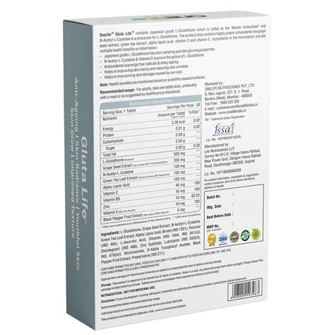 Buy ONELIFE GLUTA LIFE - 30 TABLETS Online & Get Upto 60% OFF at PharmEasy