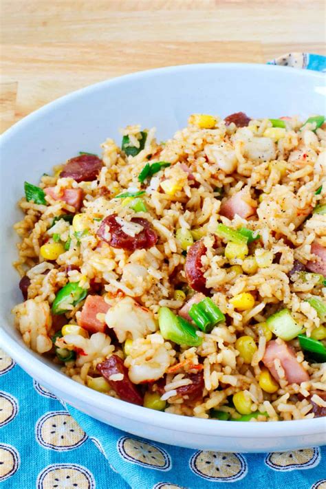 Ham, Shrimp, and Chinese Sausage Fried Rice | Karen's Kitchen Stories