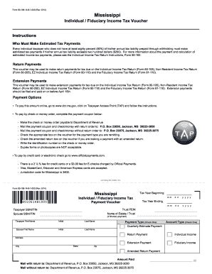 Mississippi Individual Fiduciary Income Tax Voucher - Blank Fillable ...