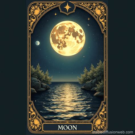 Moon Tarot Card Image | Stable Diffusion Online
