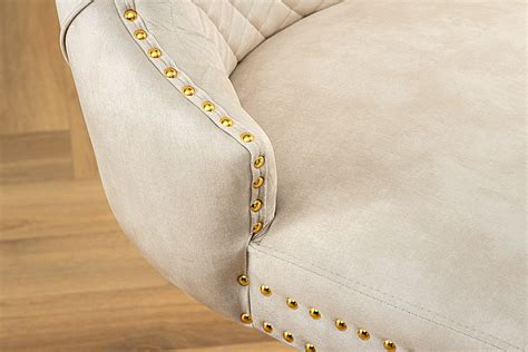 Barstuhl CASTLE DELUXE beige Samt gold | Riess-Ambiente.de