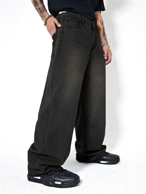 Manfinity Hypemode Calça Denim Masculina Lavagem Escura com Bolso ...