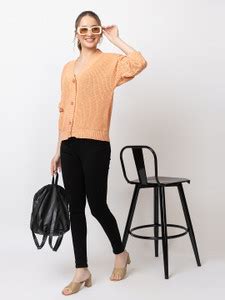 dadu dayal Solid V Neck Party Women Orange Sweater - Buy dadu dayal ...