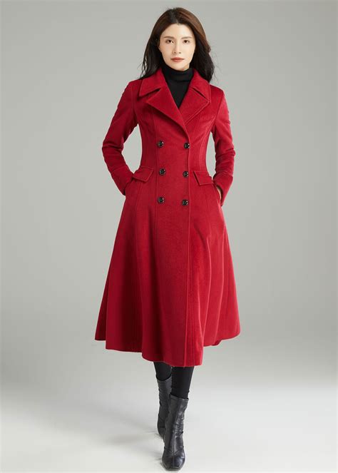 Red Wool Coat Long Wool Coat Womens Wool Coat Winter Wool - Etsy UK
