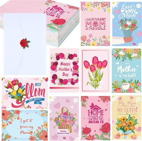 Amazon.com : Nezyo 200 Pcs Mother's Day Greeting Cards Bulk, Floral ...