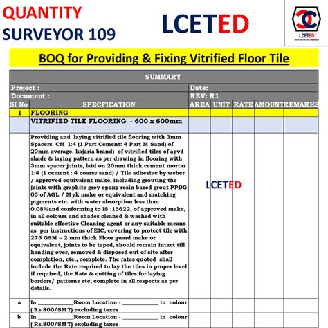 Rate Analysis For Vitrified Flooring | Viewfloor.co