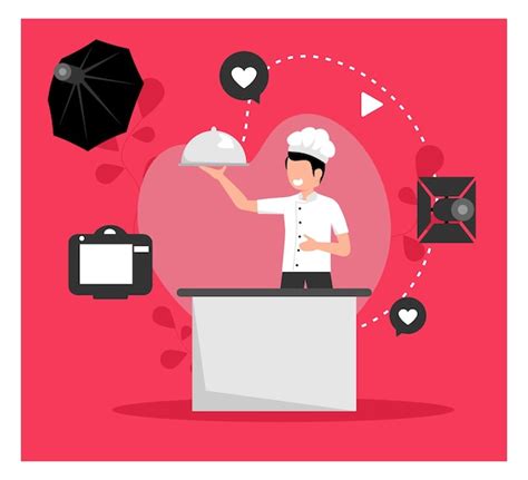 Design plano do Food Cooking Vlogger | Vetor Premium