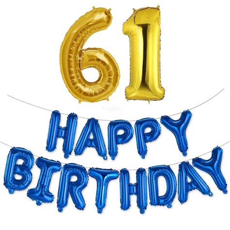 Hirva 61st Birthday Decorations Combo – Happy Birthday Foil Balloon and ...