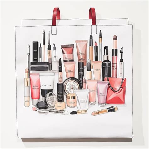A drawing of cosmetics and cosmetics on a white surface | Premium AI ...