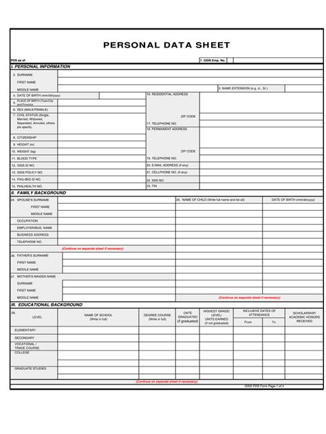 2005 Form PH GSIS CS 212 Fill Online, Printable, Fillable, Blank ...