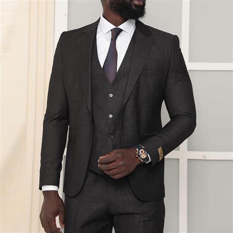 3-Piece Slim Fit Single Breasted 1 Button Jacket w/4 Button Vest Suit ...