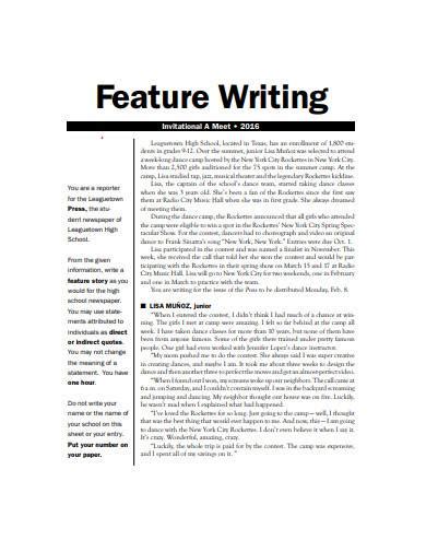 Image result for Feature Writing Article Example